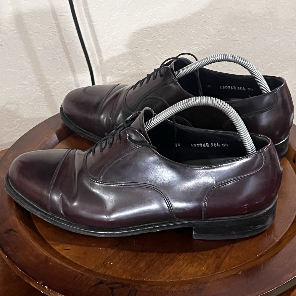 Florsheim Imperial Mens Burgundy Leather Cap Toe Oxford Dress Shoes 630968 10 D - Picture 2 of 12
